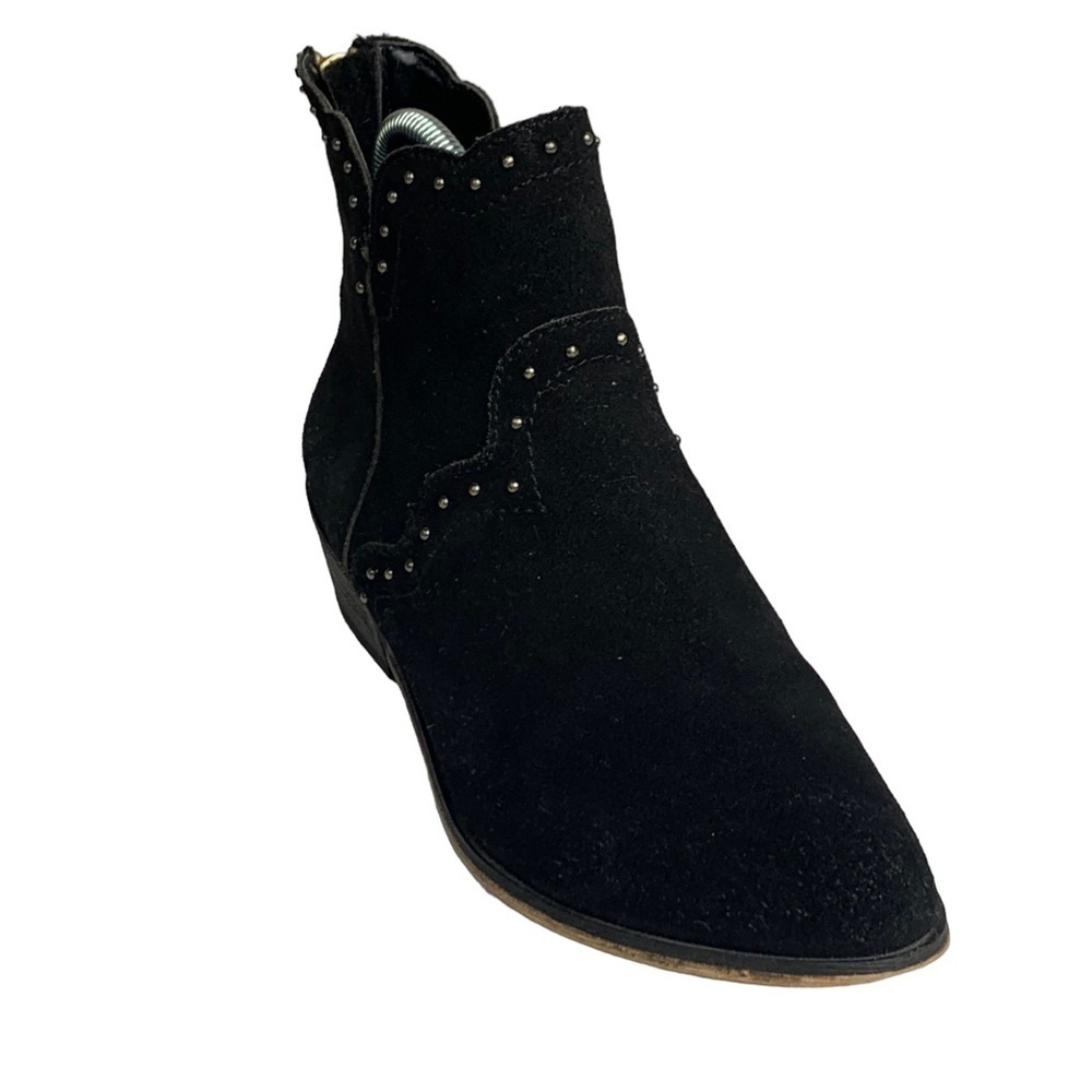 Chinese Laundry Black Suede Ankle Boots with Antique Bronze Stud Details Sz. 7.5